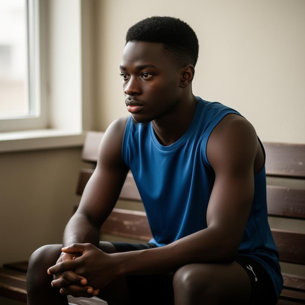 Young athlete in a moment of reflection